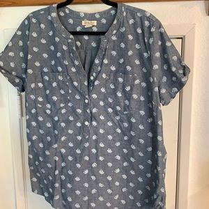 Lucky Short Sleeve Denim Shirt W/Elephants